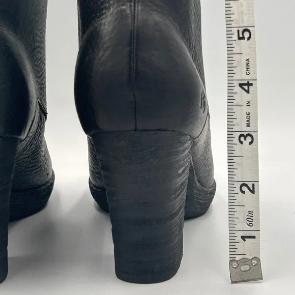 Born Black Leather Lace Up Ankle Boots Block Heel W32440 Womens 8.5 EU 40 - Picture 5 of 9